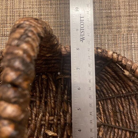 Dark Brown Woven Handled Oval Rustic Open Basket - Picture 11 of 12